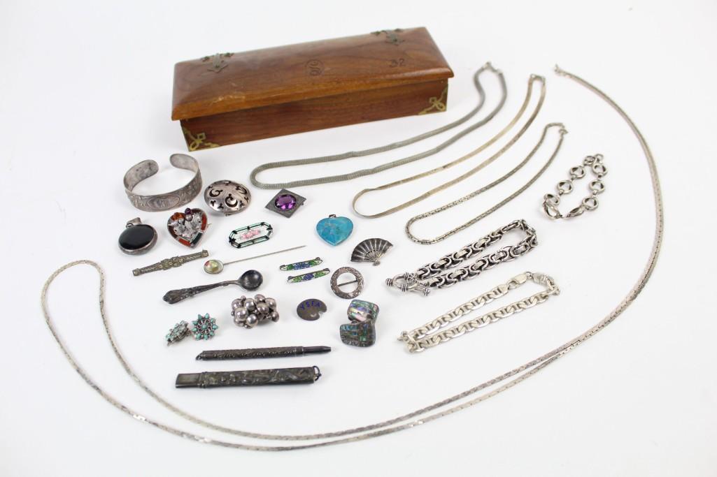 Lot of Antique Silver Jewelry,Mexico,925,Turquoise (1 of 12)