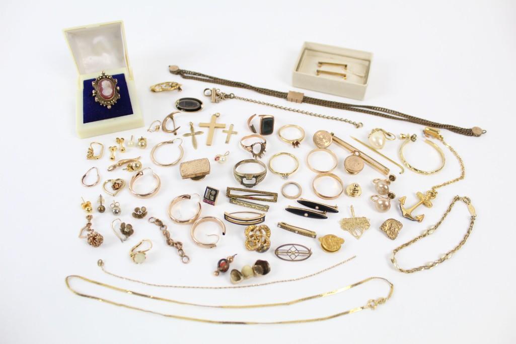 Lot of Antique Gold Jewelry,Cameo Ring,Necklace, Brooch (1 of 13)