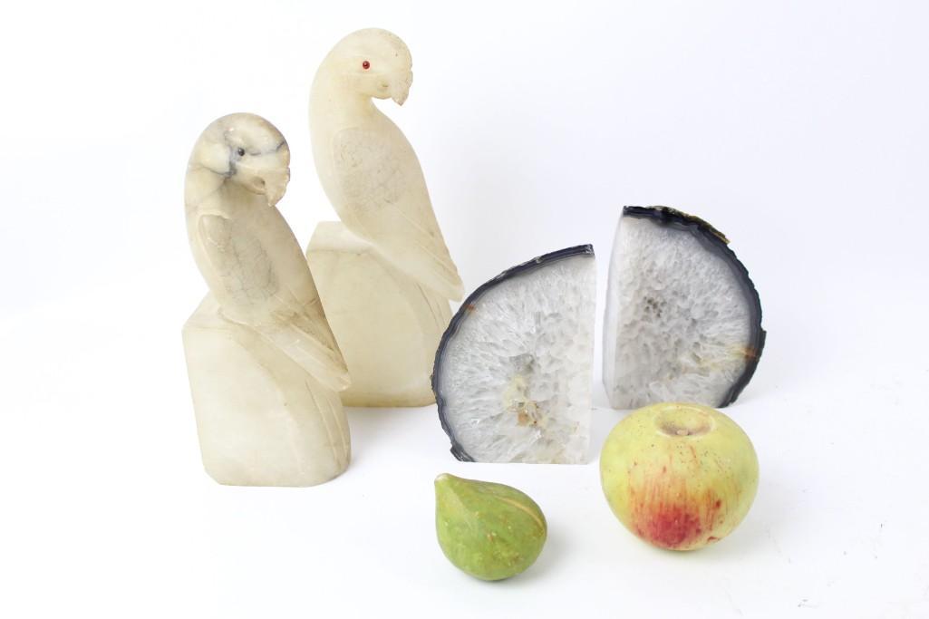 Lot of Alabaster,Geode Bookends,Parrot Bookends (1 of 12)