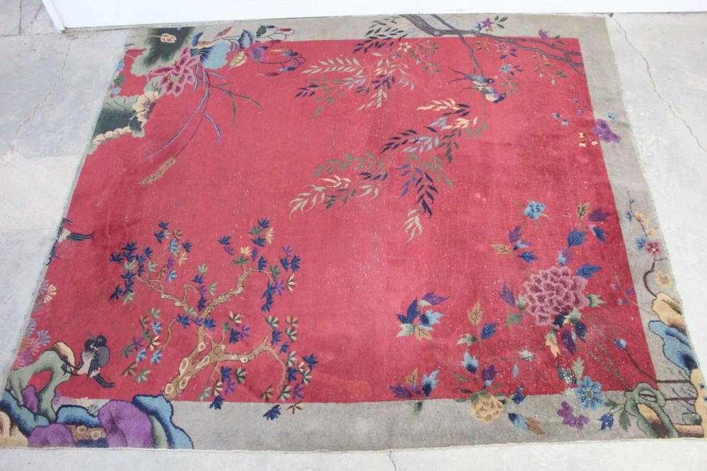 Antique Art Deco Chinese Oriental Rug,Wool (1 of 8)