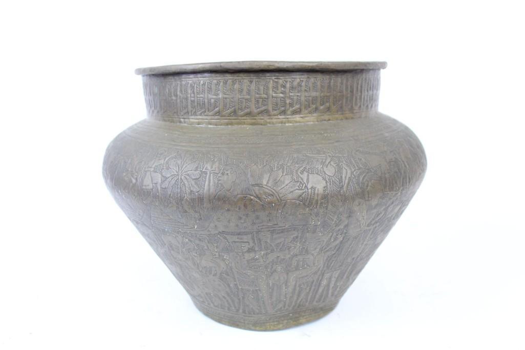 Large Antique Egyptian Brass Jardiniere Pot,Syria (1 of 10)