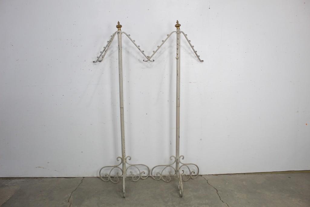 Pair Matching White Metal Clothing Racks, Store Display (1 of 5)