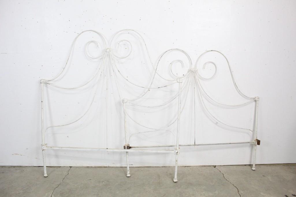 White Painted Cast & Wrought Iron Bed,No Rails (1 of 6)