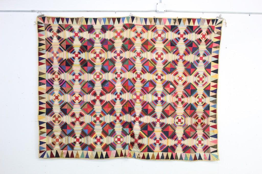 Stunning Vintage Colorful Handmade Geometric Quilt (1 of 10)