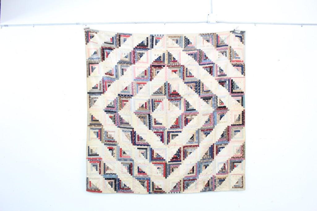 Antique Handmade Quilt w/Large Diamond Pattern Made of (1 of 19)