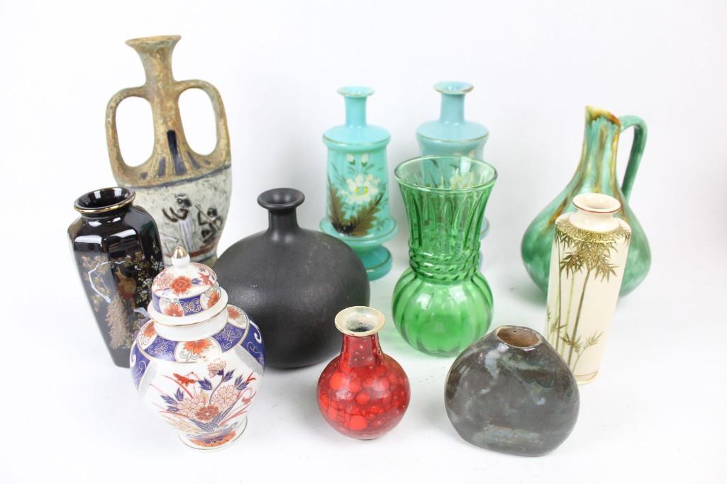 Lot of 11 Flower Vases,Ceramic,Pottery,Glass,Egyptian (1 of 14)
