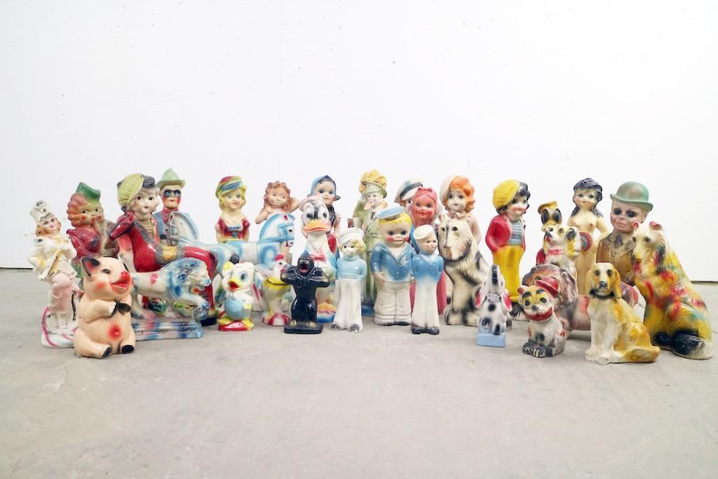 Huge Lot of 35 Chalkware Figurines, Animals, Cowboys + (1 of 12)