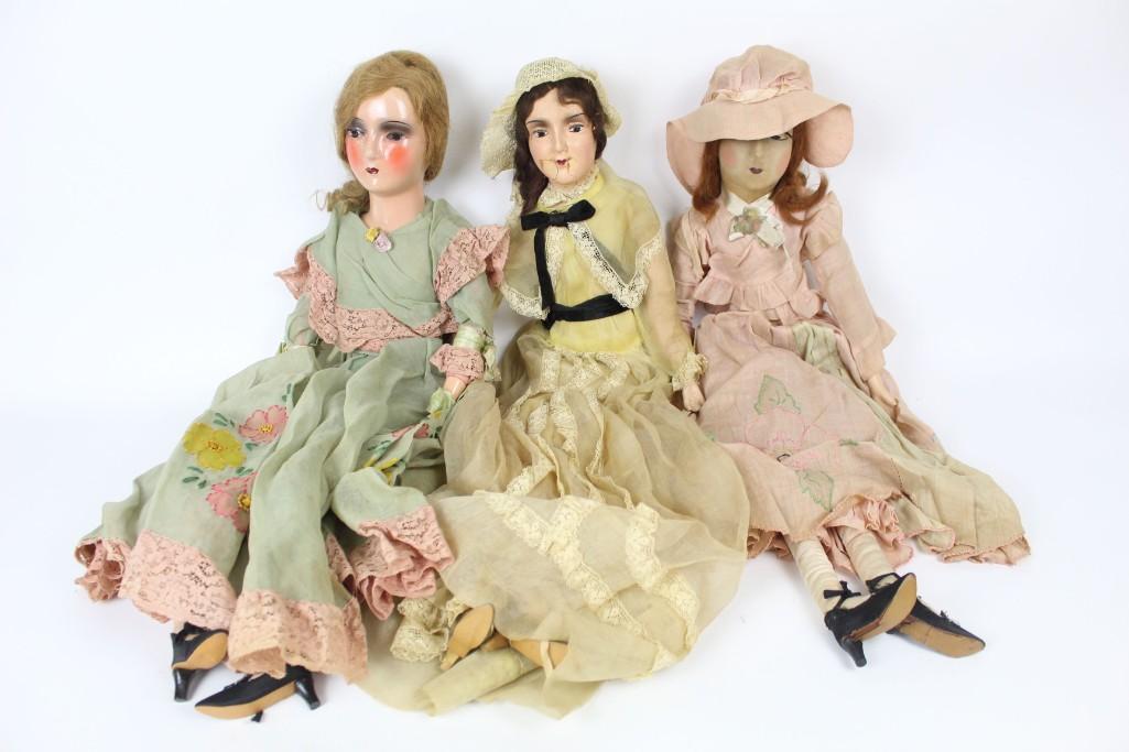 Lot of 3 Large Antique Boudoir Dolls,Art Nouveau (1 of 10)