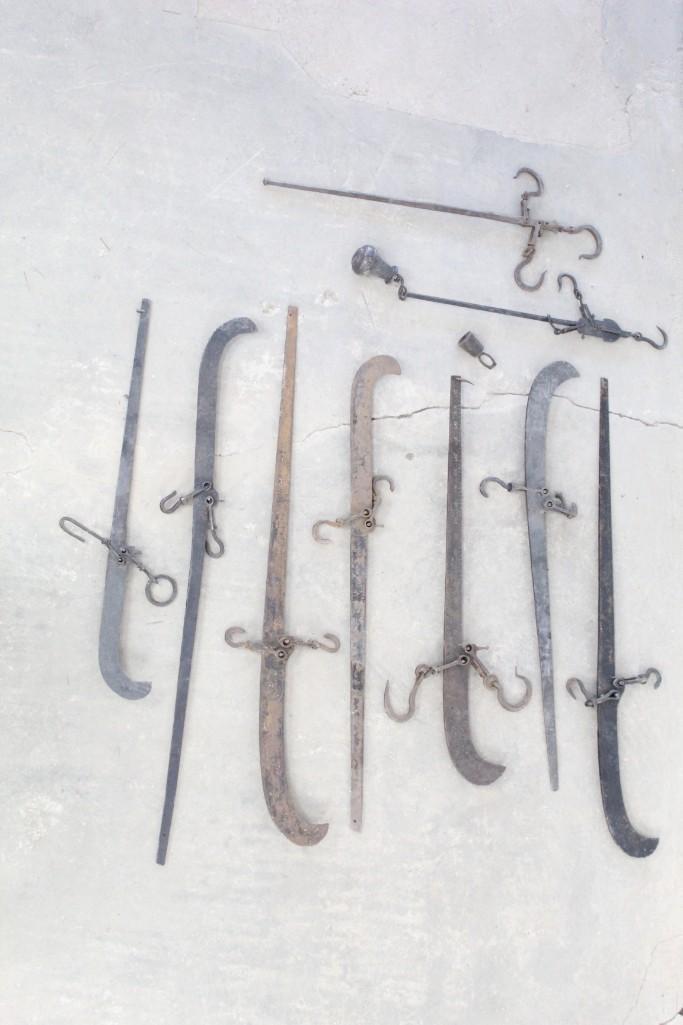 Antique Lot of Iron Hanging Scales w/ Hooks & Notches (1 of 6)