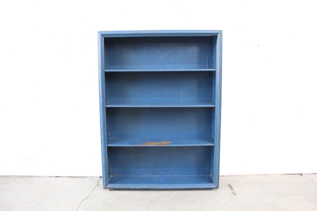 Blue Painted Wooden Bookcase (1 of 6)