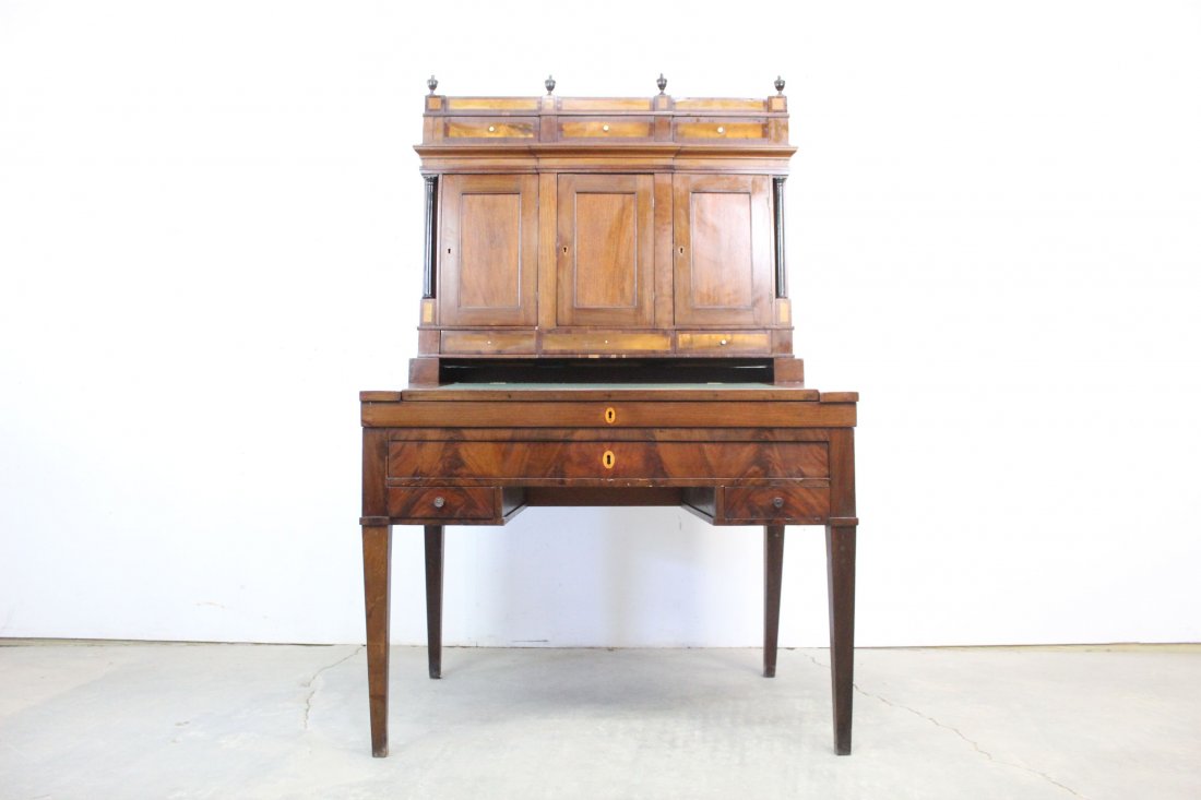 Antique Wooden Drop Leaf Desk w/ Cabinet 2 Tiers Danish (1 of 10)