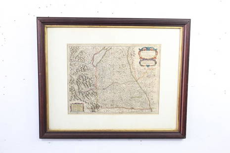 Antique Framed Map of Germany by A Christophoro Hurtero: Antique Framed Map of Germany by A Christophoro Hurtero. Full title: Alemannia Sive Svevia Superior. Date of printing is somewhere in 1640's, and possibly engraved. Golden painted inner frame.