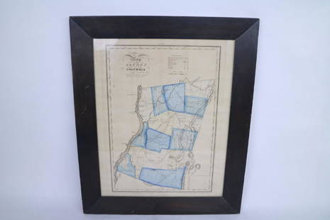 Antique Framed Map of Columbia County, NY 1829: Antique Framed Map of Columbia County, NY, dated 1829. Engraved by Rawdon Clark & Co, Albany, NY. Also marked Rawdon Wright, New York. Map includes locations of mills, churches and stage roads.