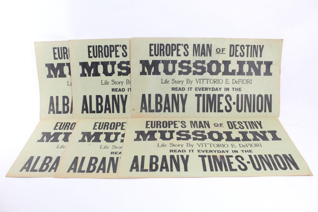 6 Antique Signs "Mussolini Story" Times Union Albany,NY (1 of 5)