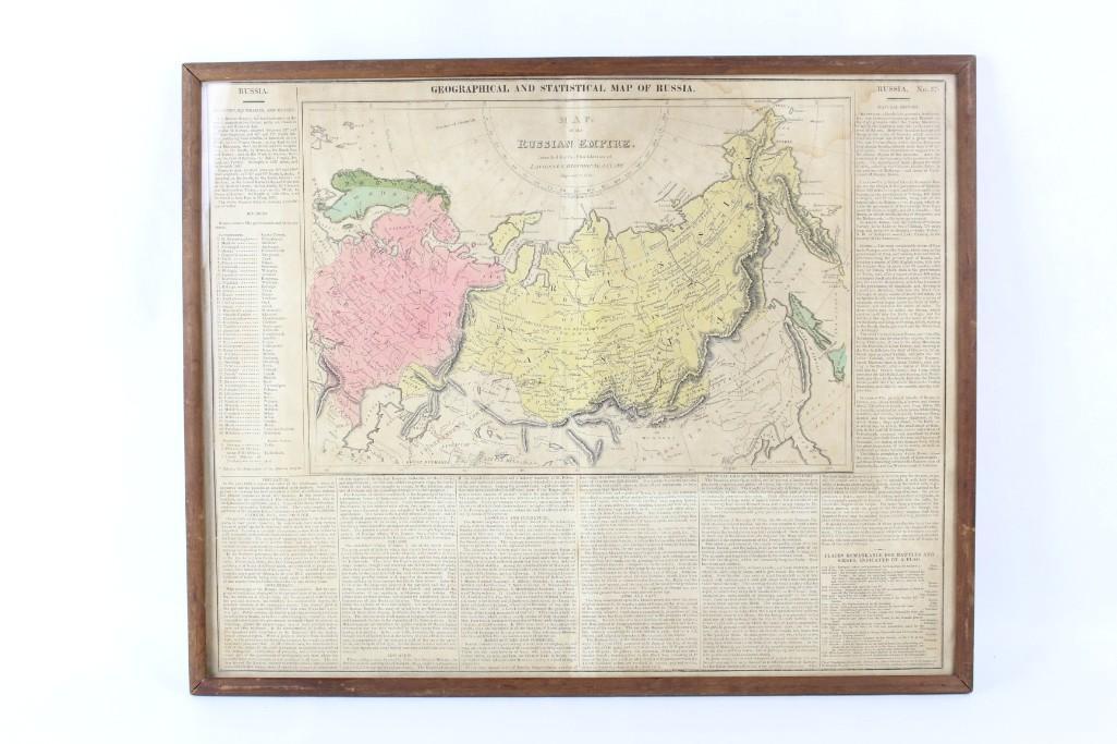 Antique Framed Map of Russian Empire "Improved to 1321" (1 of 6)