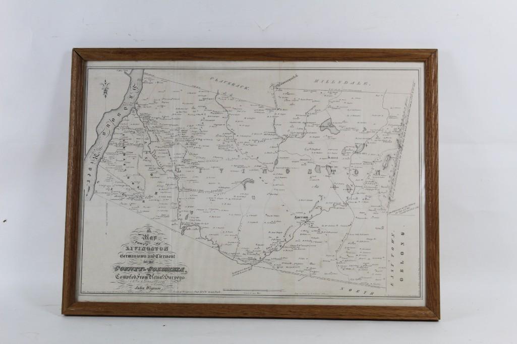 Framed 1850 County of Columbia, NY Map, Wingram Reissue (1 of 5)