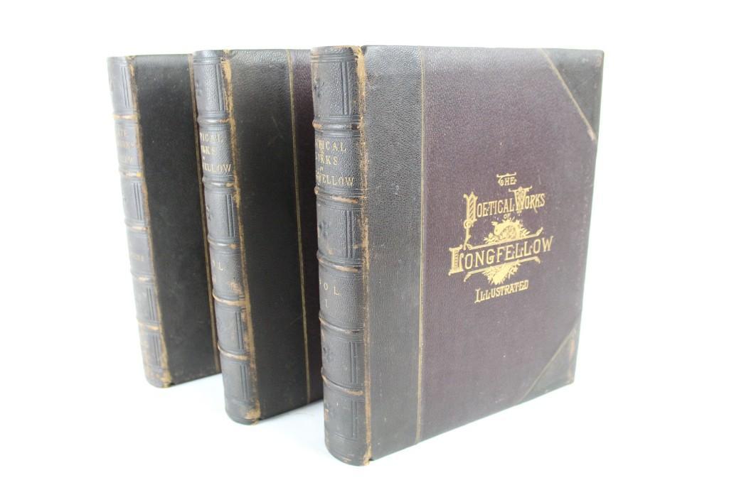 Longfellow Poetical Works Illustrated 1881 3-Book Set (1 of 20)
