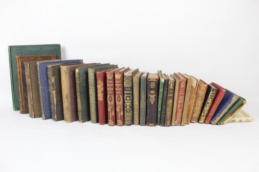 Lot of 30 Ornate Gilt Embossed Novels & Miniatures 19 C (1 of 20)