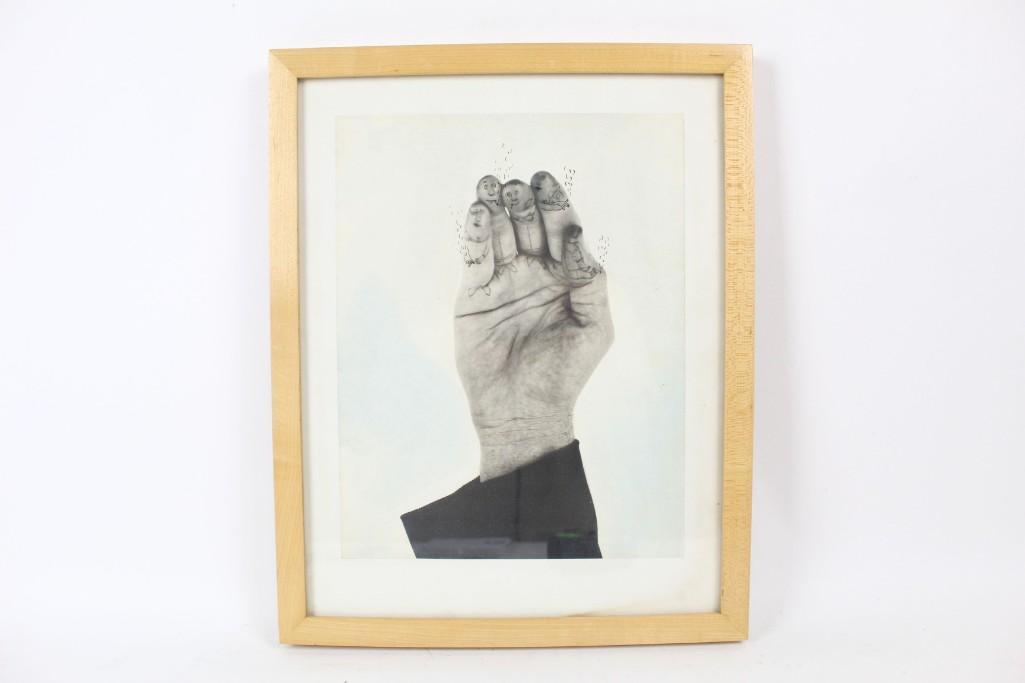 Framed B & W Photograph Hand Puppet Jerome Martin 60's (1 of 6)