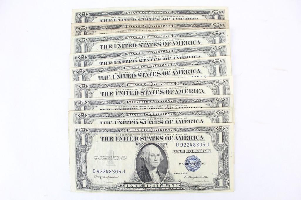 Lot of 53 US Paper Currency,$1 - $20,Silver Certificate (1 of 11)