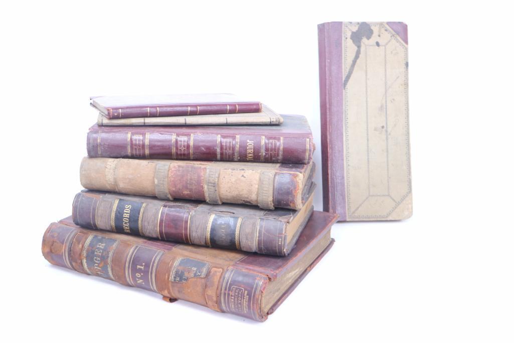 Lot of 7 Leather & Cloth Bound Money Ledgers, 1920's (1 of 16)