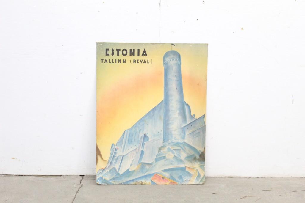 Vintage Tallinn Reval Estonia Travel Silkscreen Poster (1 of 5)