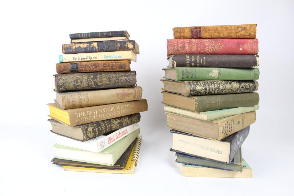 Lot of 24 Antique Natural History Books, Birds, Garden (1 of 18)