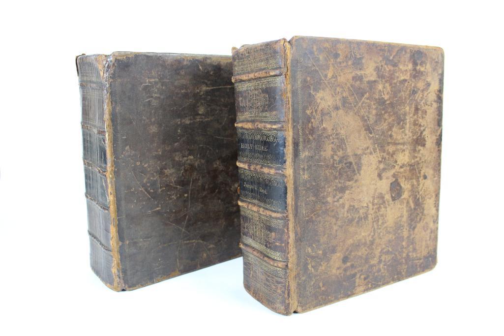 2 Antique 19thC. Leather Family Bibles 1825 (1 of 20)