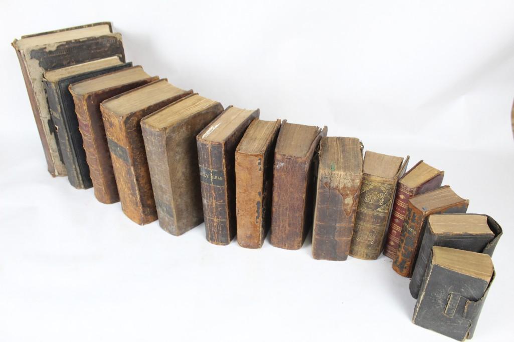 Lot of 14 Early American to 19th Century Bibles (1 of 20)