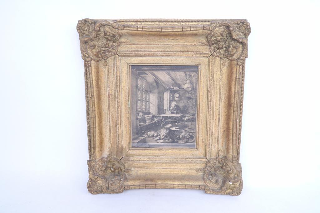 Antique Framed Saint Jerome in His Study,Albrecht Durer (1 of 6)