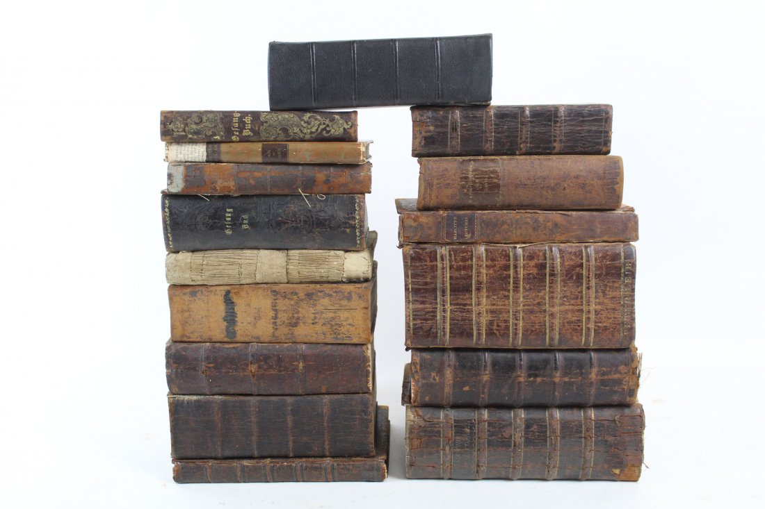 Lot of Leatherbound 19th C. German Books, Bible (1 of 6)