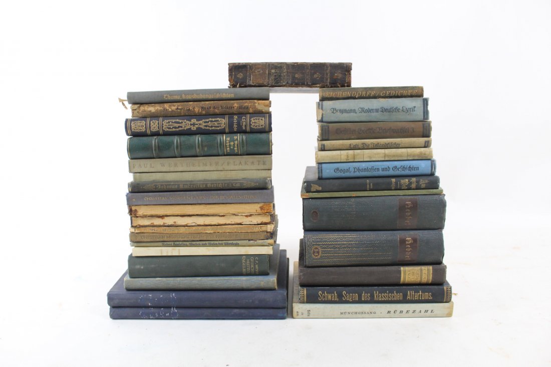 Lot of German Hardback Clothbound Books in Blue & Gray (1 of 5)