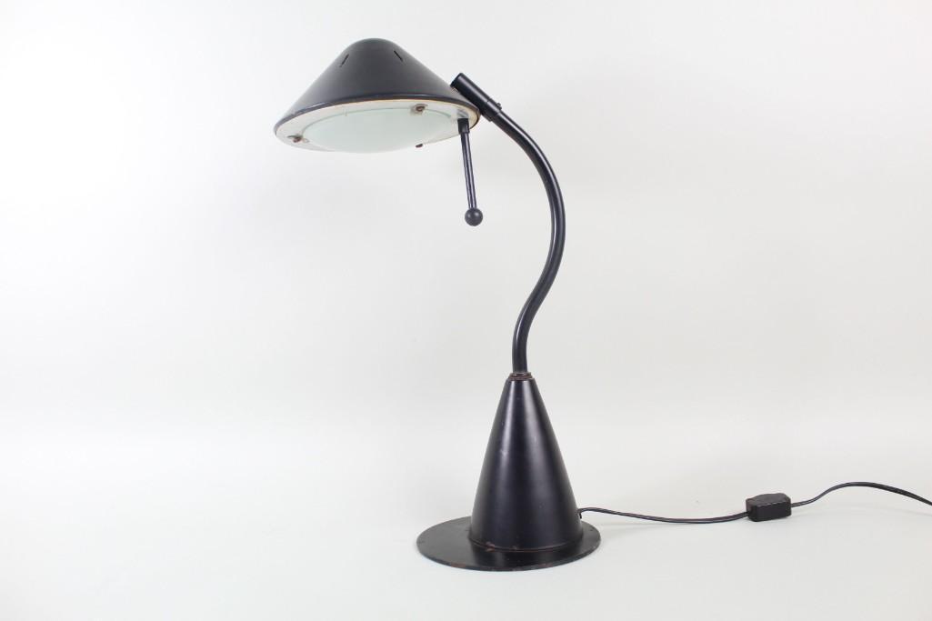 80's Postmodern Black Metal Cone Black Desk Lamp,Modern (1 of 9)