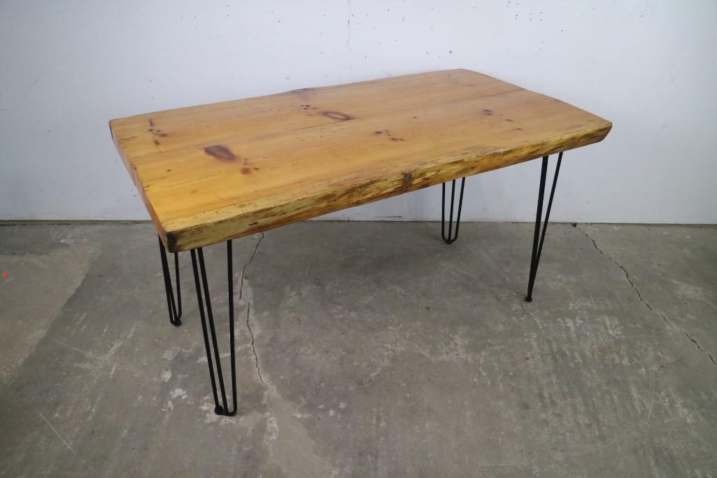 Contemporary Slab Wood Dining Room Table,Live Edge,Iron (1 of 6)