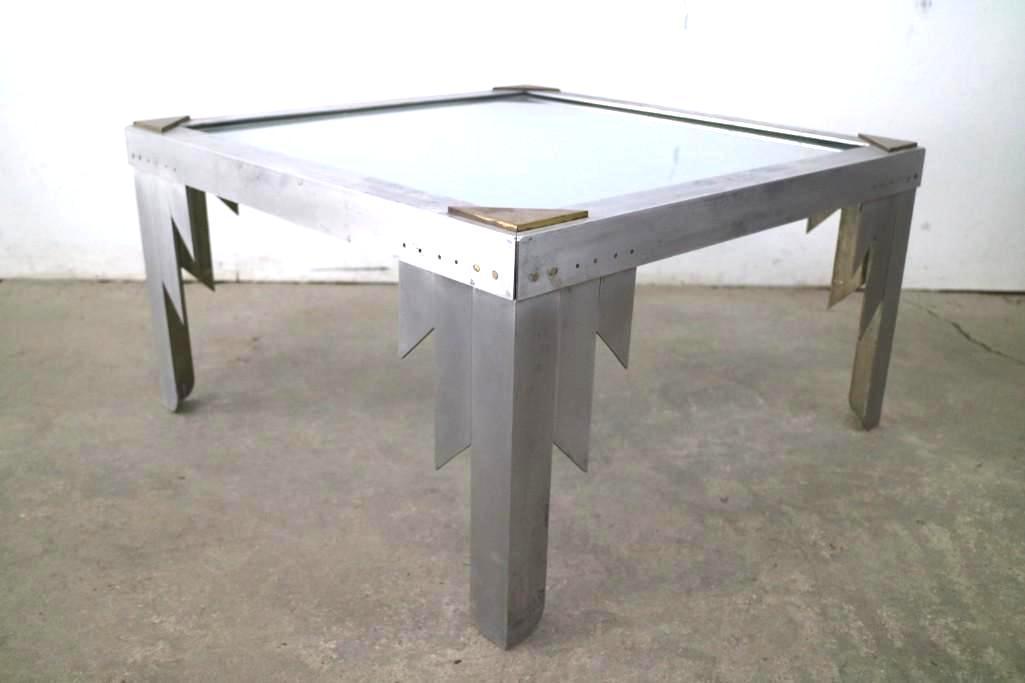 Industrial Art Deco Geometric Glass Top Coffee Table (1 of 6)