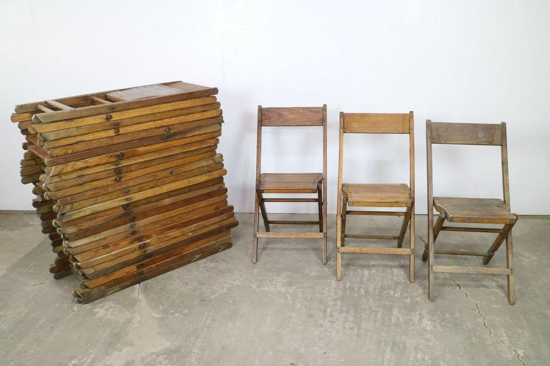 Set of 28 Stackable Antique Wooden Folding Chairs (1 of 9)