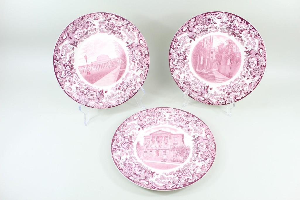 3 Mulberry Transfer Wedgwood Plates Boston MIT 1930 (1 of 12)