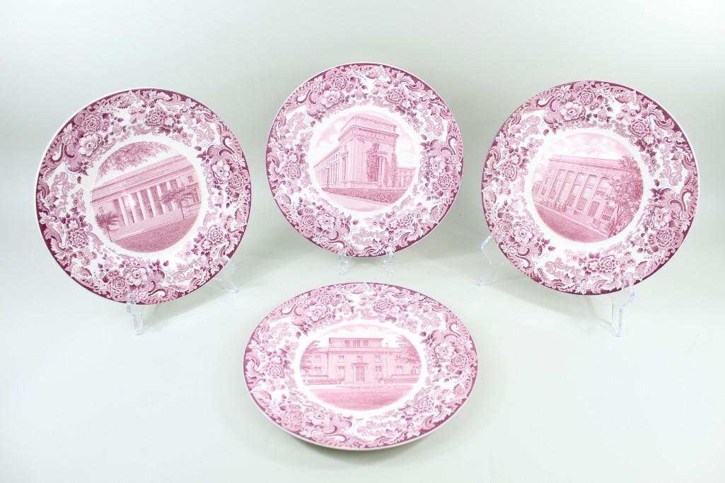 4 Mulberry Transfer Wedgwood Plates Boston MIT 1930 (1 of 16)