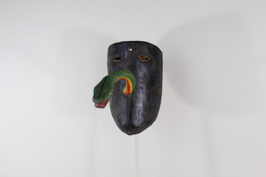 Small Ceremonial Wood Tribal Mask W Bright Snake Nose (1 of 11)