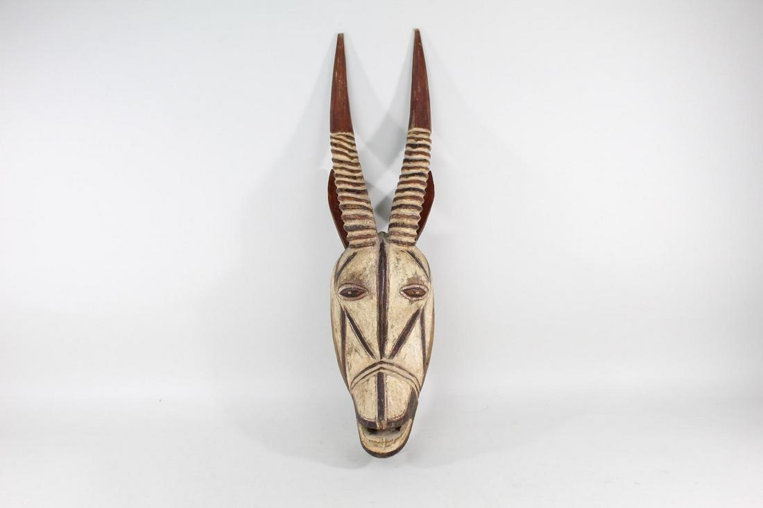 Ceremonial Wood Tribal Gazelle Mask W Horns (1 of 10)