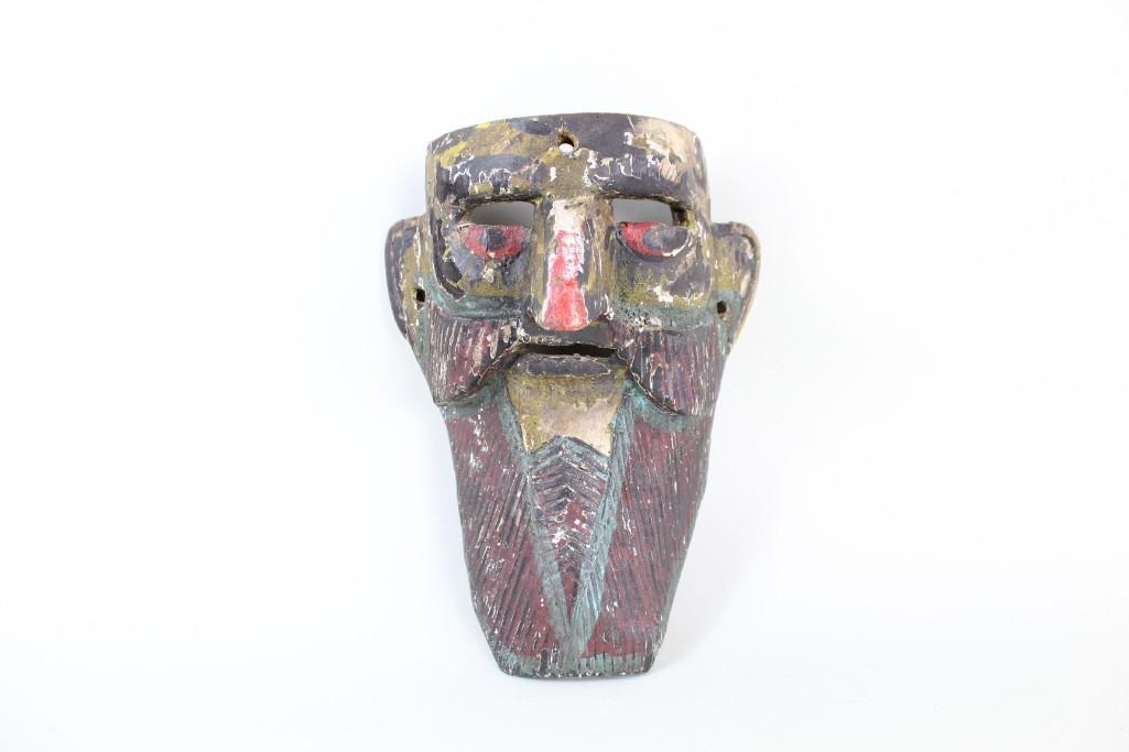Hand Carved Painted Wood Carnival Dance Mask, Oaxaca (1 of 10)