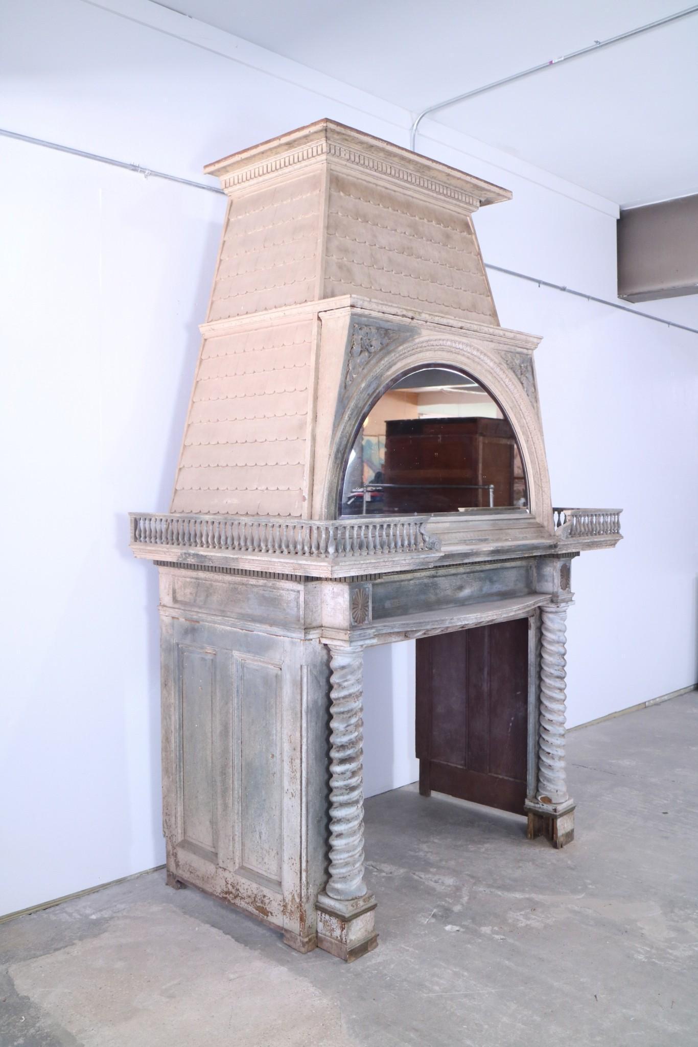 Huge Antique Wood Architectural House Fireplace Mantel (1 of 16)