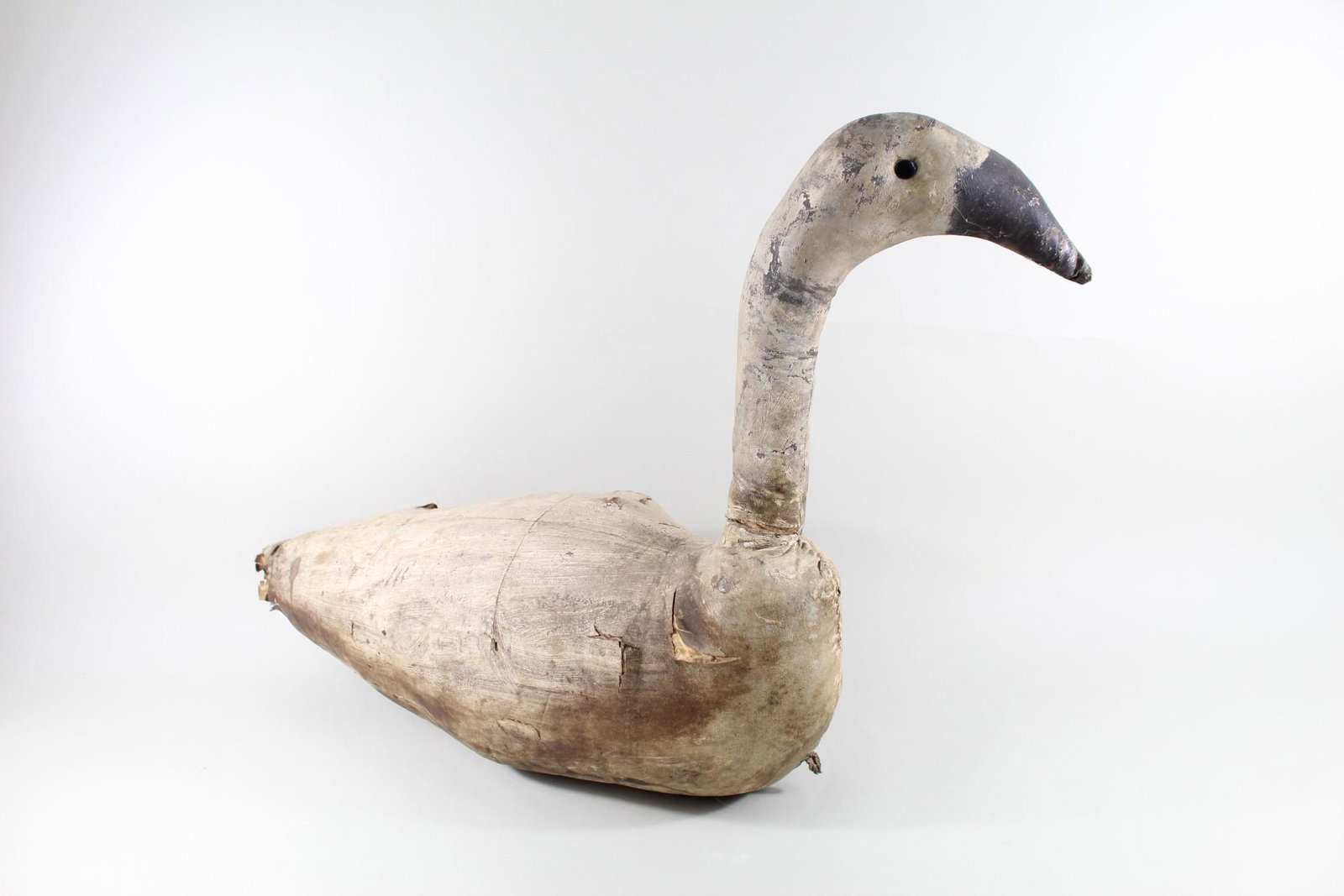 Folk Art Antique Stuffed Swan Decoy Hand-Painted Fabric (1 of 12)