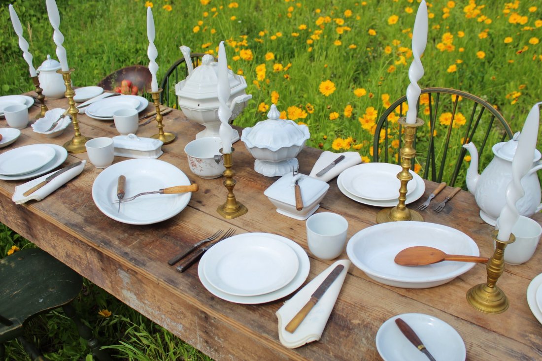 Large Lot White Ironware Serving Dishes Pitchers,Plates (1 of 13)