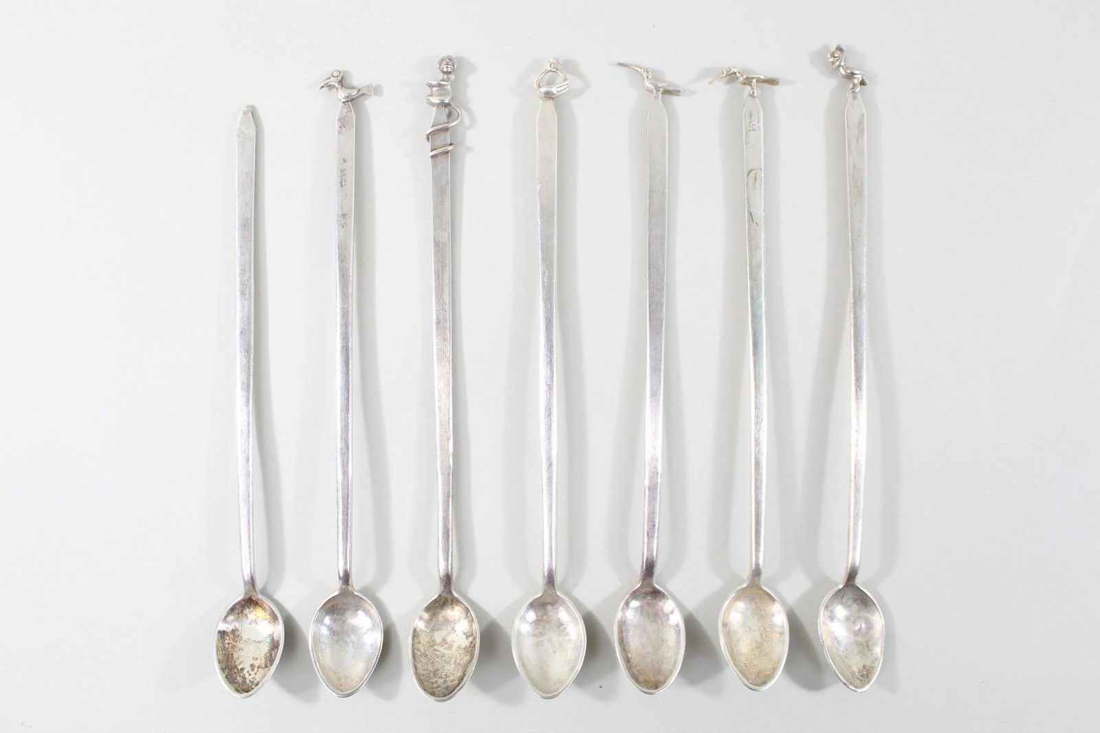 Set 7 Antique Sterling Silver Cocktail Spoons Animals (1 of 14)