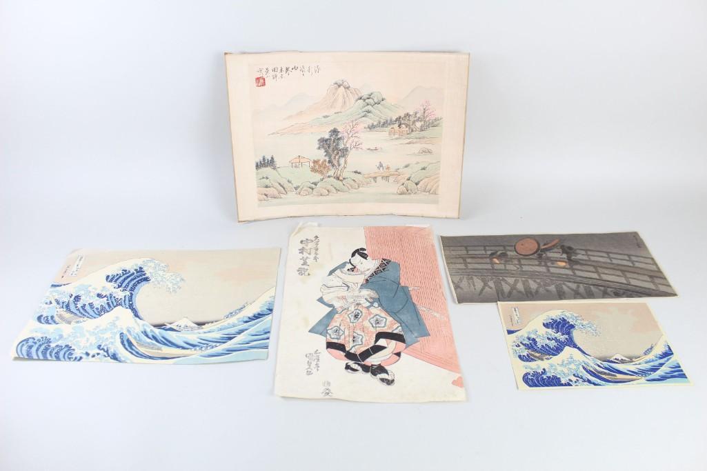 5 Asian Prints, Japanese Woodblock Great Wave Hokusai Jul 17, 2021