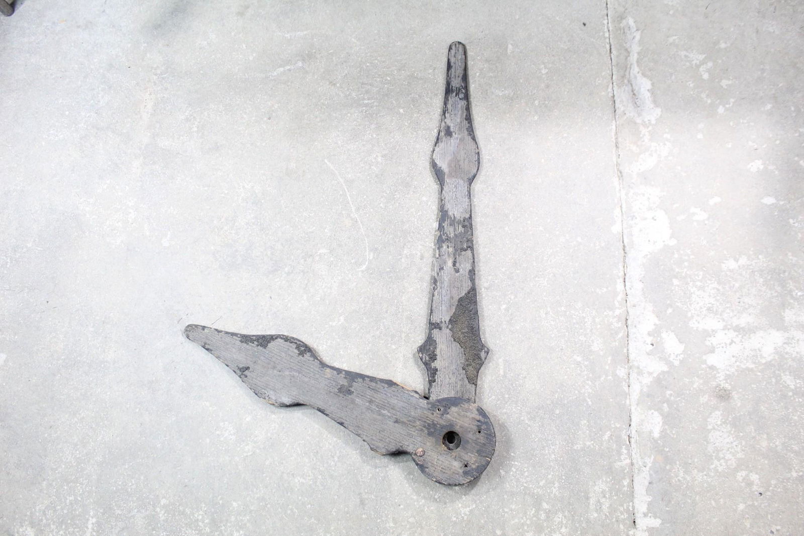 Large Antique Wood Clock Hands Painted Black,Folk Art (1 of 9)