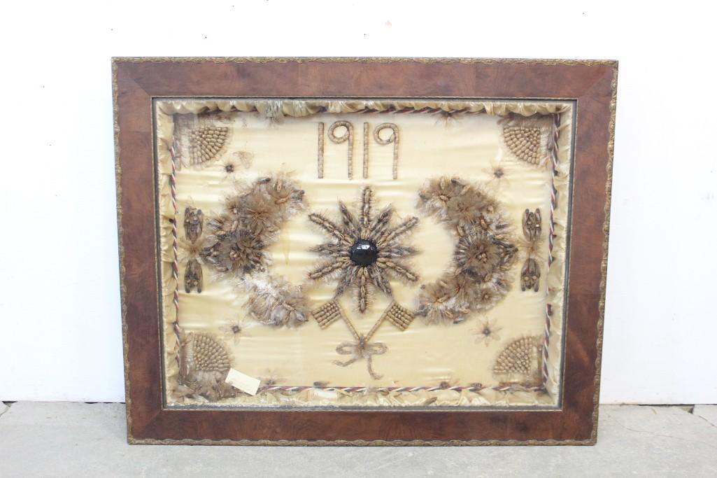 1919 Cicada Shell WWI Memorial Folk Art in Wood Frame (1 of 9)
