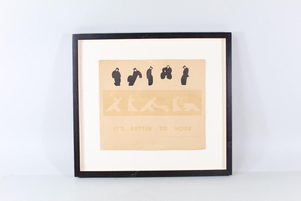 Framed WPA Poster Woodblock or Silkscreen Print Modern (1 of 5)