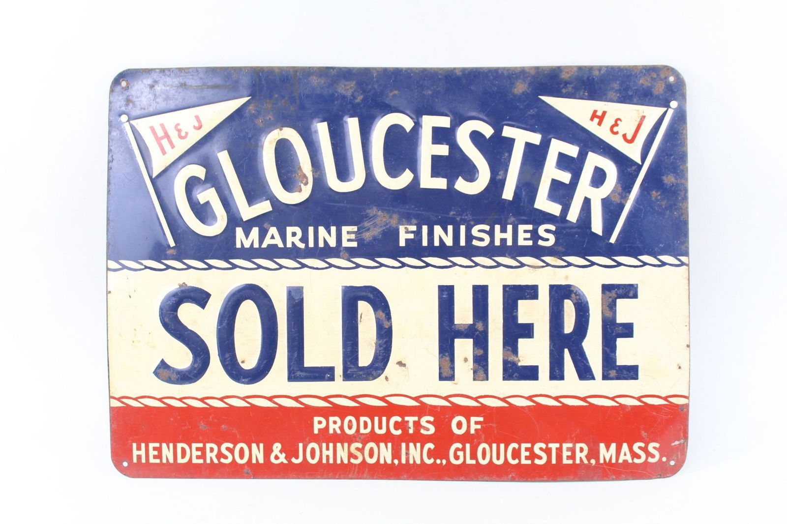 Antique Embossed Enamel Sign,Gloucester Marine Finishes (1 of 8)